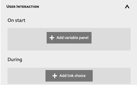 The Add Link Choice button is in the User Interaction section of a Representation tab.