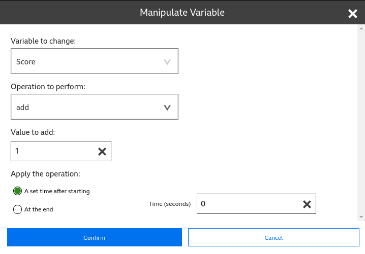 Add Variable Manipulation popup